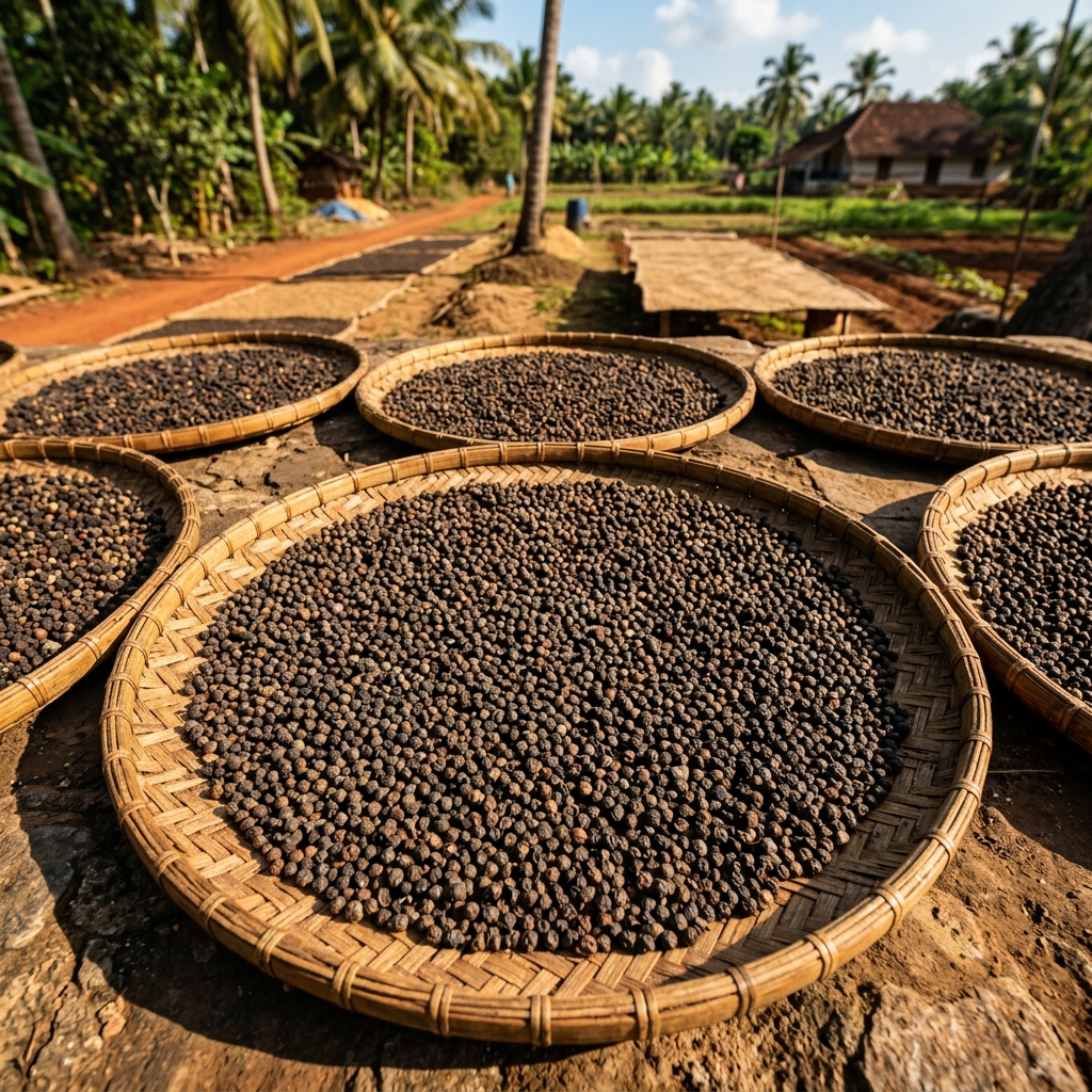 Sun drying process of pepper